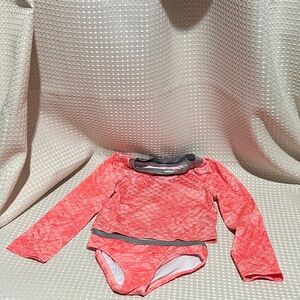 Penelope Mack Coral Long Sleeve Kids Swim Rashguard Set